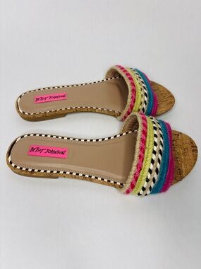 Betsey Johnson Marve Flat Slide Mule Multi Color Sandals
